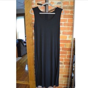 Ankle length, double slit, black summer dress